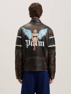 CRYSTAL PIN UP LEATHER BIKER BROWN – OFF