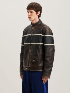 CRYSTAL PIN UP LEATHER BIKER BROWN – OFF