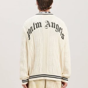 CURVED LOGO CABLE SWEATER OFF WHITE – BL