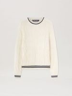 CURVED LOGO CABLE SWEATER OFF WHITE – BL