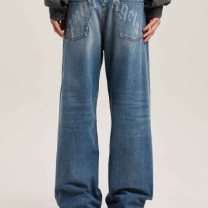 CURVED LOGO LOOSE 5 POCKETS LIGHT BLUE