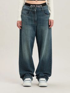 LASER PINSTRIPE LOOSE DNM PNT LIGHT BLUE