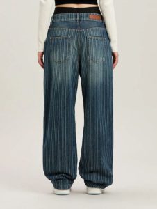 LASER PINSTRIPE LOOSE DNM PNT LIGHT BLUE