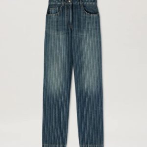 LASER PINSTRIPE LOOSE DNM PNT LIGHT BLUE