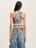PALMS JACQUARD KNIT TOP OFF WHITE – BLAC